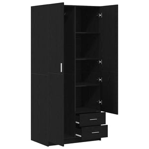 Kleiderschrank Schwarz Eichen-Optik 80x52x180 cm