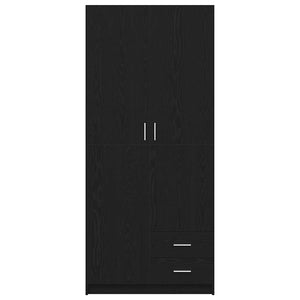Kleiderschrank Schwarz Eichen-Optik 80x52x180 cm