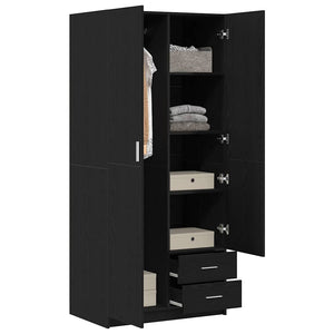 Kleiderschrank Schwarz Eichen-Optik 80x52x180 cm