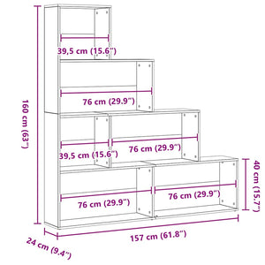 Bücherregal Schwarz Eichen-Optik 160cm