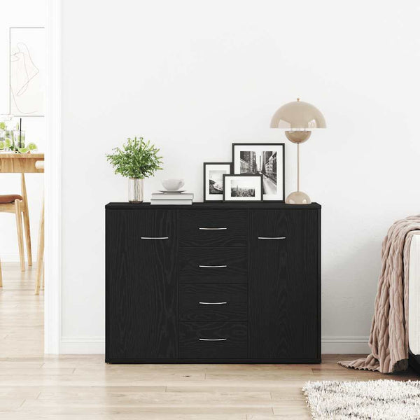 vidaXL Buffet bas noir aspect chêne 88x30x64 cm Bois d'ingénierie