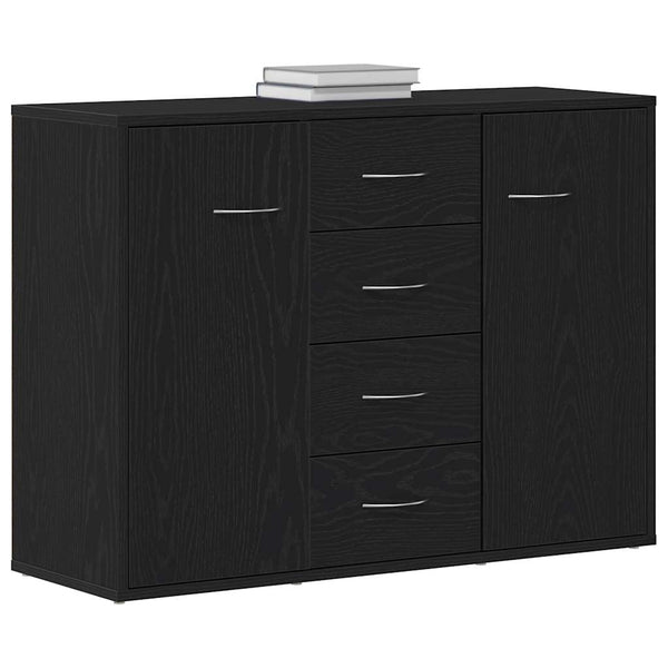 vidaXL Buffet bas noir aspect chêne 88x30x64 cm Bois d'ingénierie