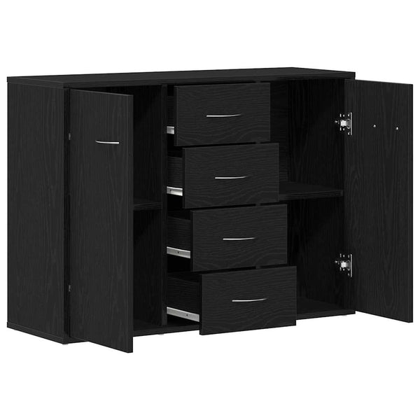 vidaXL Buffet bas noir aspect chêne 88x30x64 cm Bois d'ingénierie