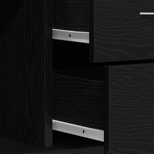 vidaXL Buffet bas noir aspect chêne 88x30x64 cm Bois d'ingénierie