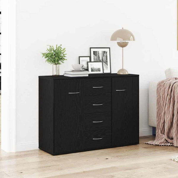 vidaXL Buffet bas noir aspect chêne 88x30x64 cm Bois d'ingénierie