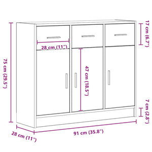 Sideboard Schwarze Eiche 91x28x75 cm