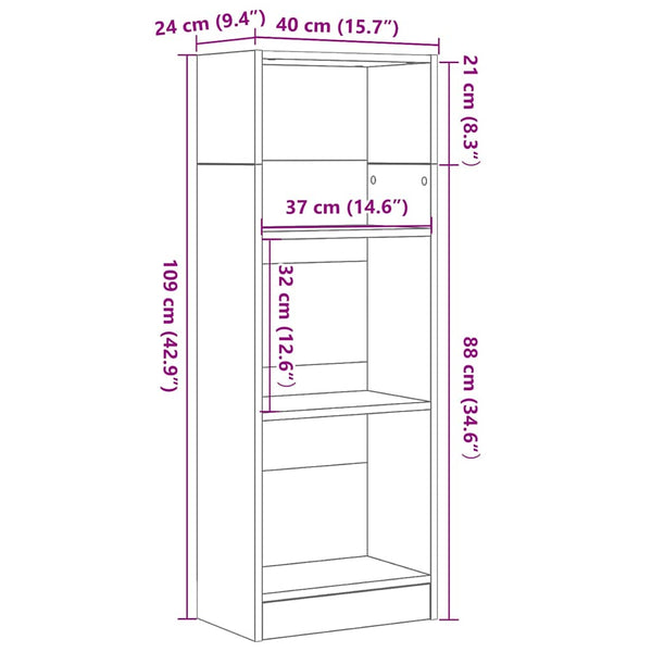 Bücherregal Schwarz Eichen-Optik 109cm