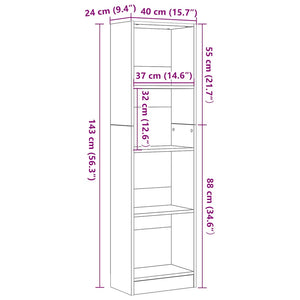 Bücherregal Schwarz Eichen-Optik 40x143 cm