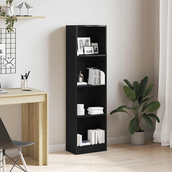 Bücherregal Schwarz Eichen-Optik 40x143 cm