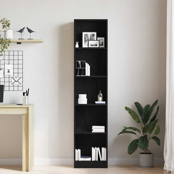 Bücherregal Schwarz Eichenoptik 176 cm Hoch
