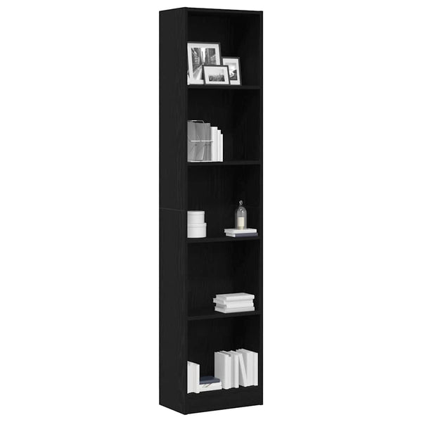 Bücherregal Schwarz Eichenoptik 176 cm Hoch