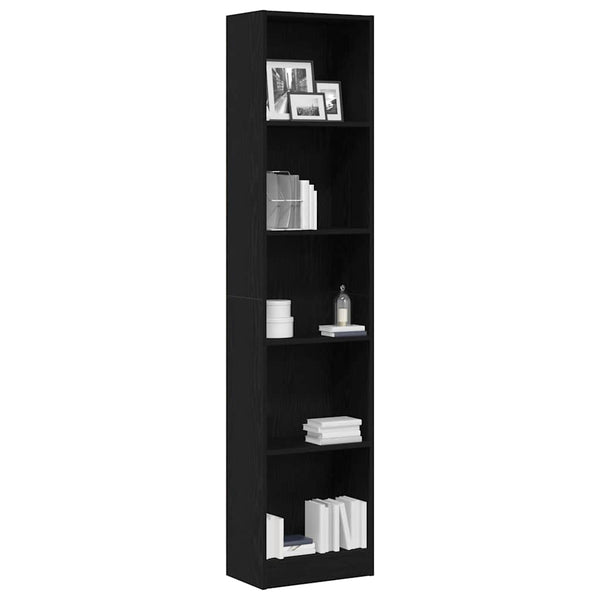 Bücherregal Schwarz Eichenoptik 176 cm Hoch