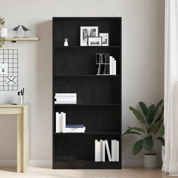 Bücherregal Schwarz Eichen-Optik 80x176 cm