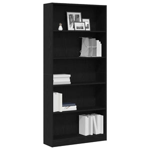 Bücherregal Schwarz Eichen-Optik 80x176 cm