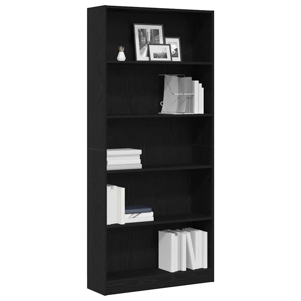 Bücherregal Schwarz Eichen-Optik 80x176 cm
