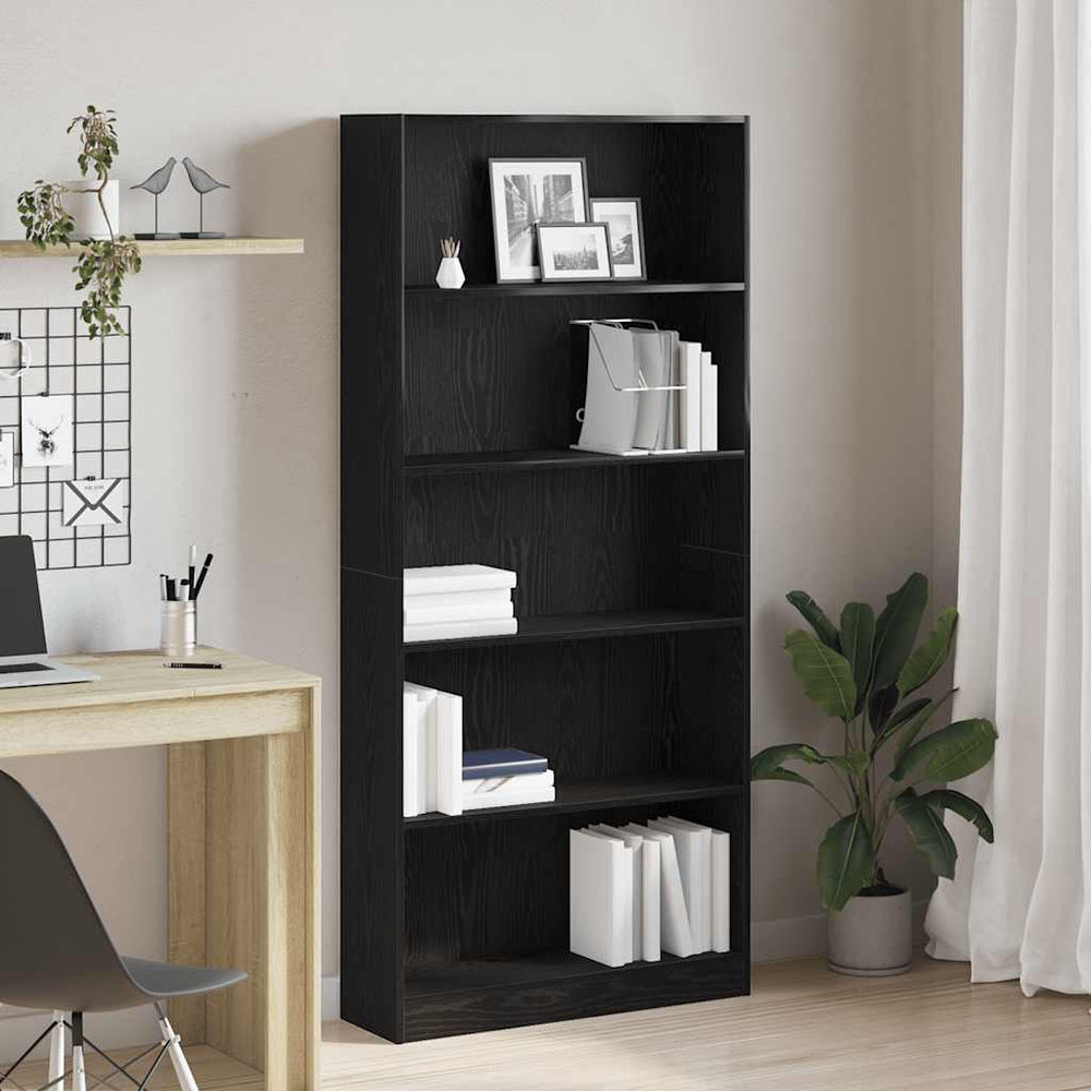 Bücherregal Schwarz Eichen-Optik 80x176 cm