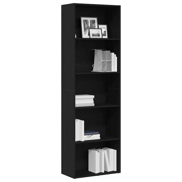 Bücherregal Schwarz Eiche 60x30x189 cm