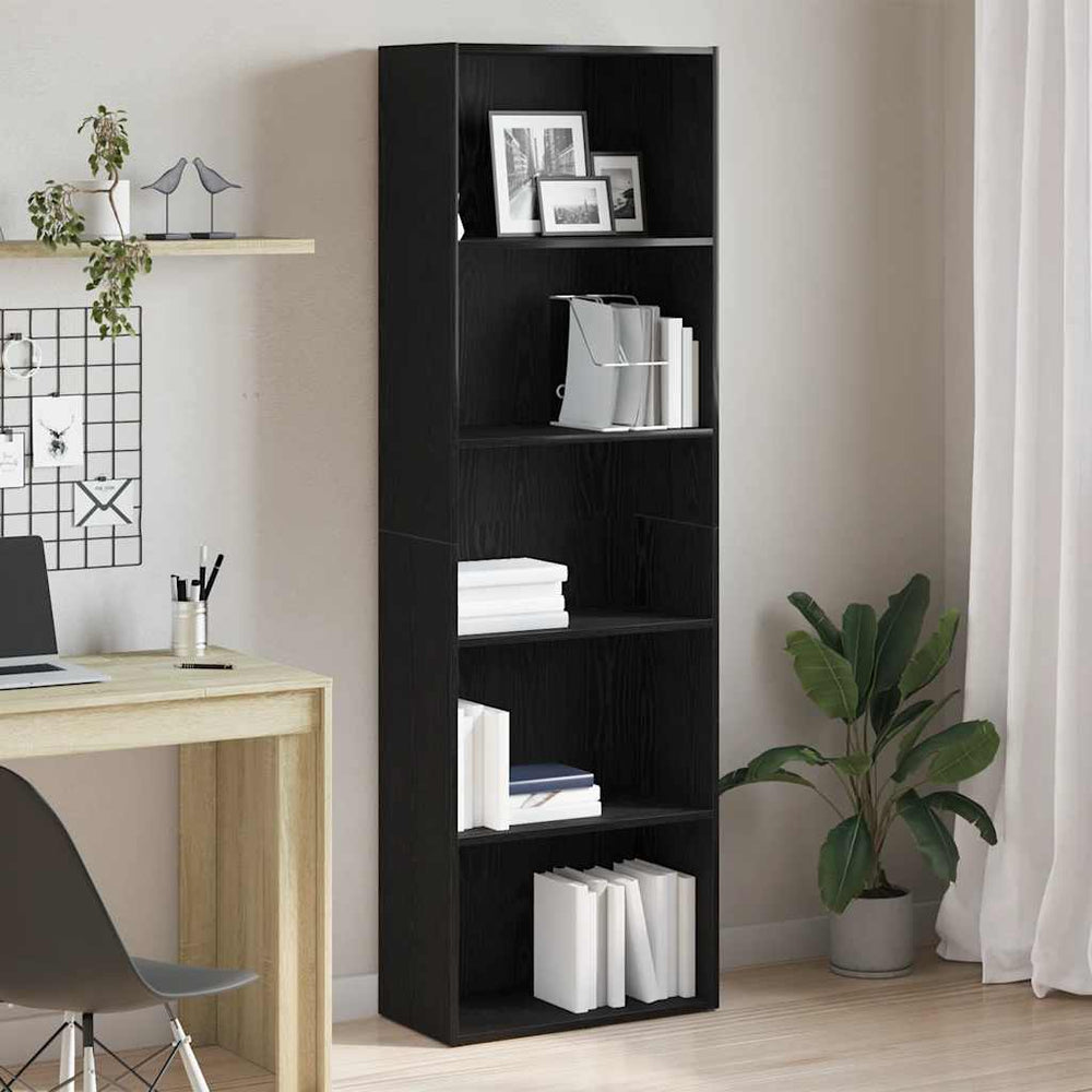Bücherregal Schwarz Eiche 60x30x189 cm