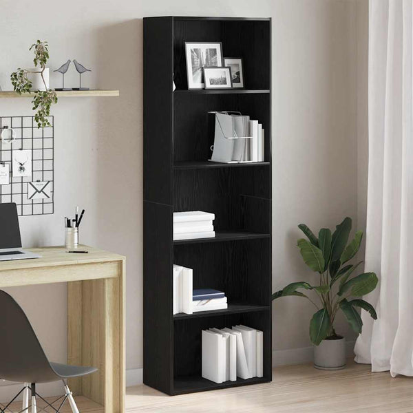 Bücherregal Schwarz Eiche 60x30x189 cm