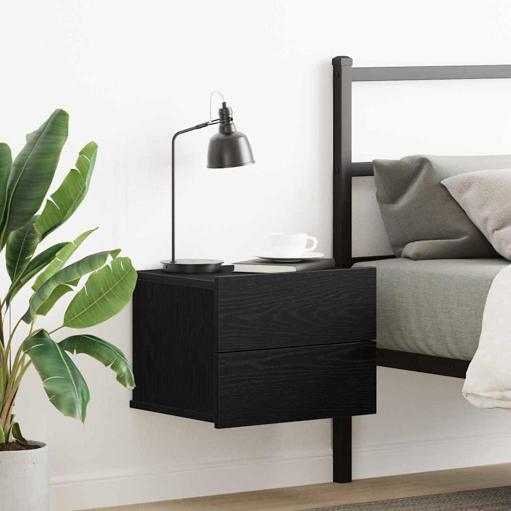 vidaXL Nightstand Black Oak Look 40 x 30 x 30 cm Engineered Wood