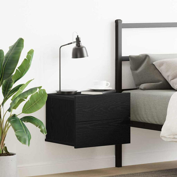 Nachttisch Schwarz Eichenoptik 40x30x30cm