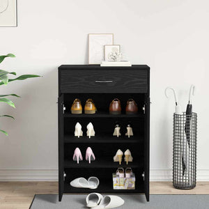 Schuhregal Schwarz Eichen-Optik