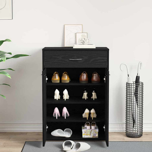 Schuhregal Schwarz Eichen-Optik