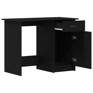 Schreibtisch Schwarz Eichen-Optik mit Stauraum