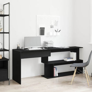Schreibtisch Schwarz Eichenoptik 200 cm