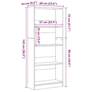 Bücherregal Schwarz Eichen-Optik