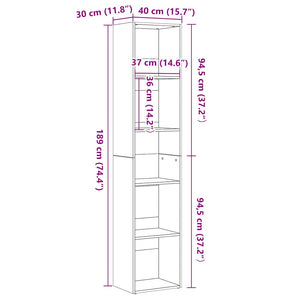Bücherregal Eiche Schwarz 189 cm