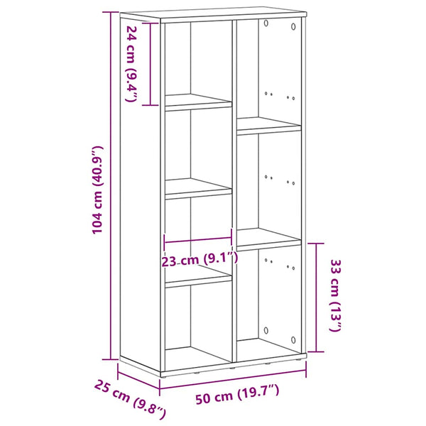 Bücherregal Schwarz Eichen-Optik 104 cm