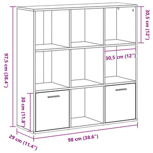 Schwarzes Bücherregal Eichenoptik, 98 cm