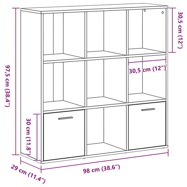 Schwarzes Bücherregal Eichenoptik, 98 cm