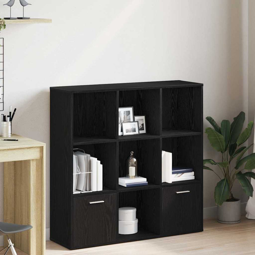 Schwarzes Bücherregal Eichenoptik, 98 cm