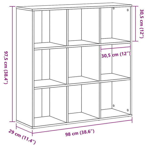Bücherregal Eiche Schwarz, 98 cm