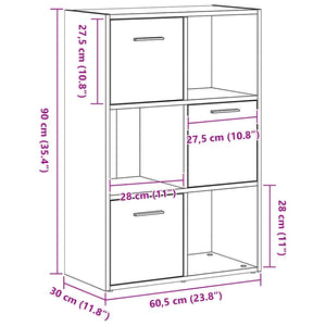 Bücherregal Raumteiler Schwarze Eiche 90cm