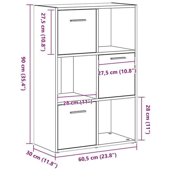 Bücherregal Raumteiler Schwarze Eiche 90cm