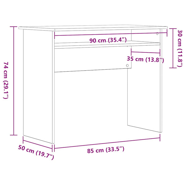 Schreibtisch Schwarz Eichenoptik 90x50 cm