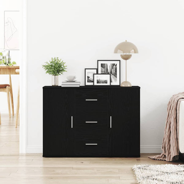 Schwarzes Sideboard Eichen-Optik, 91 cm
