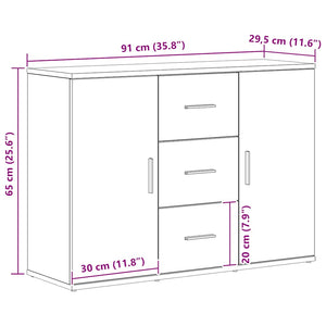 Schwarzes Sideboard Eichen-Optik, 91 cm