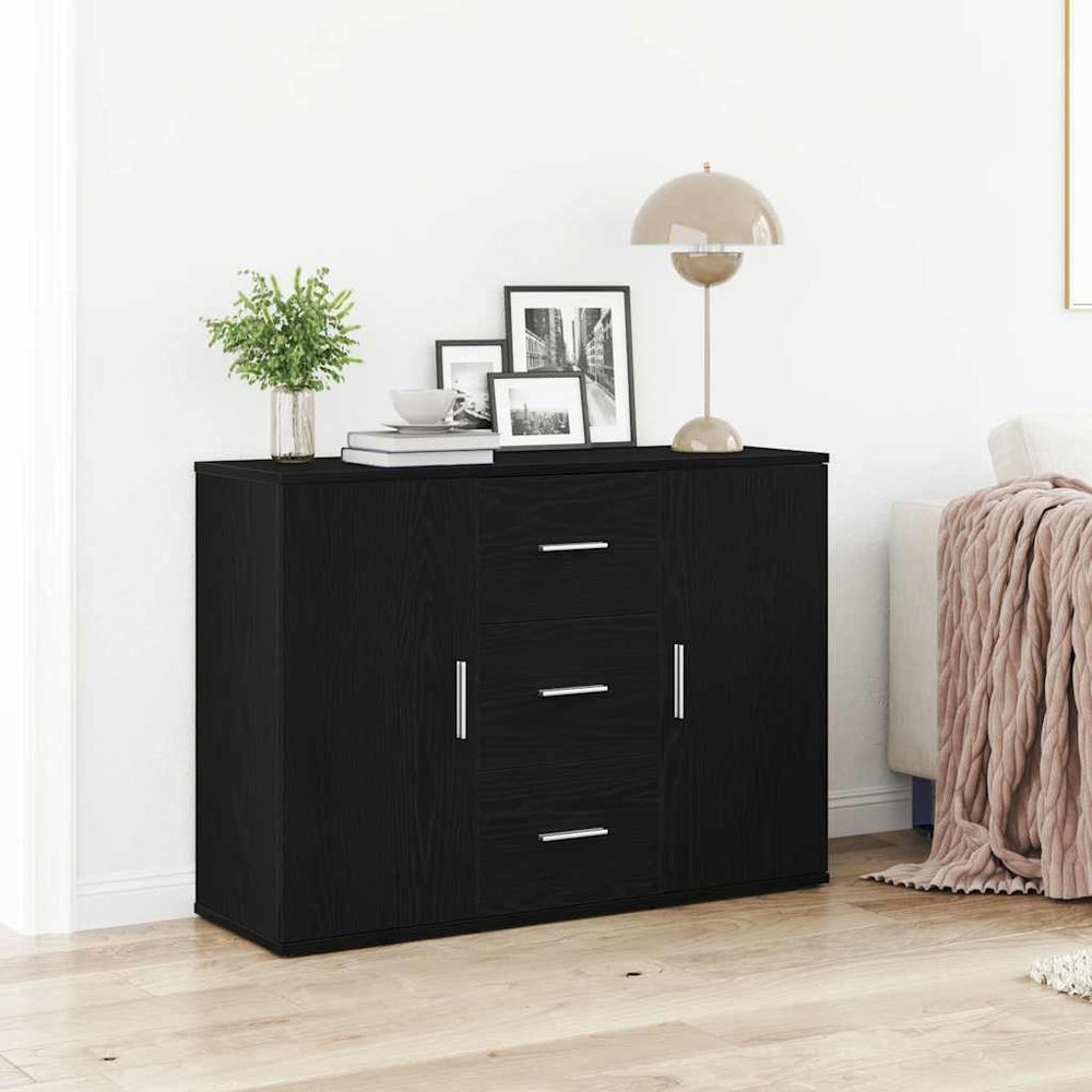 Schwarzes Sideboard Eichen-Optik, 91 cm