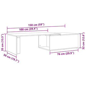 Schwarzer Couchtisch Eichenoptik 150 cm