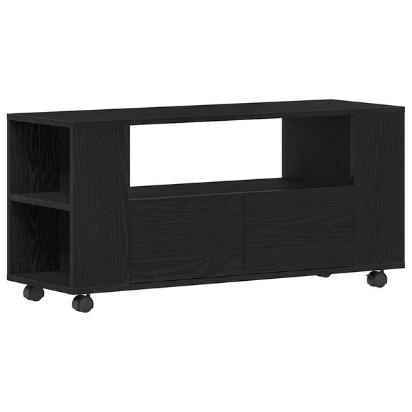 TV-Schrank Schwarz Eichen-Optik mit Rollen