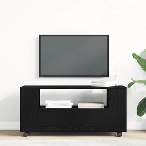 TV-Schrank Schwarz Eichen-Optik mit Rollen