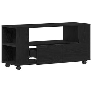 TV-Schrank Schwarz Eichen-Optik mit Rollen