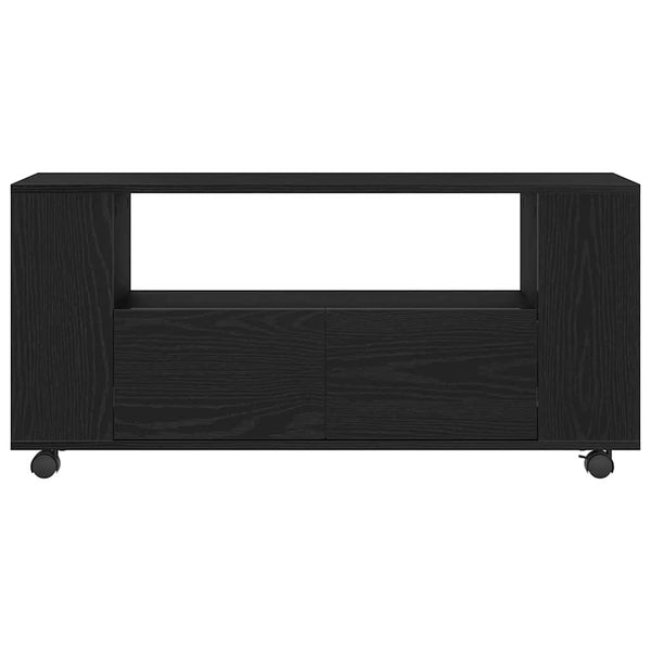 TV-Schrank Schwarz Eichen-Optik mit Rollen