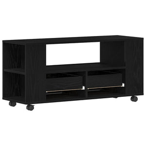 TV-Schrank Schwarz Eichen-Optik mit Rollen