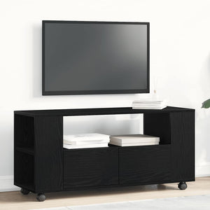TV-Schrank Schwarz Eichen-Optik mit Rollen