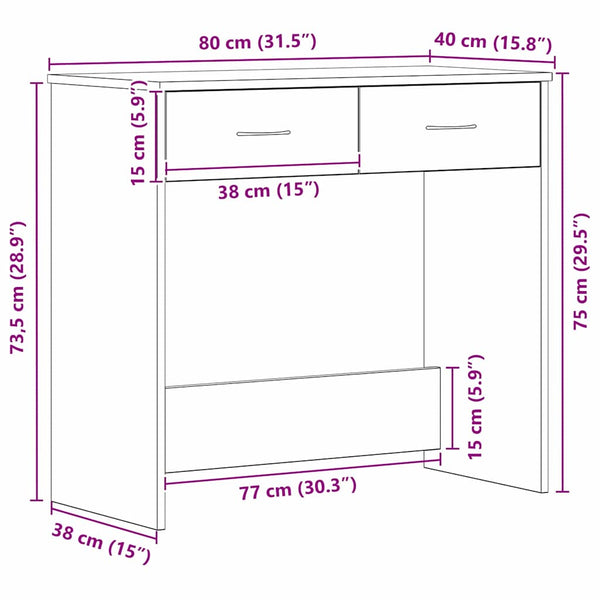 Schreibtisch Schwarz Eiche 80x40 cm